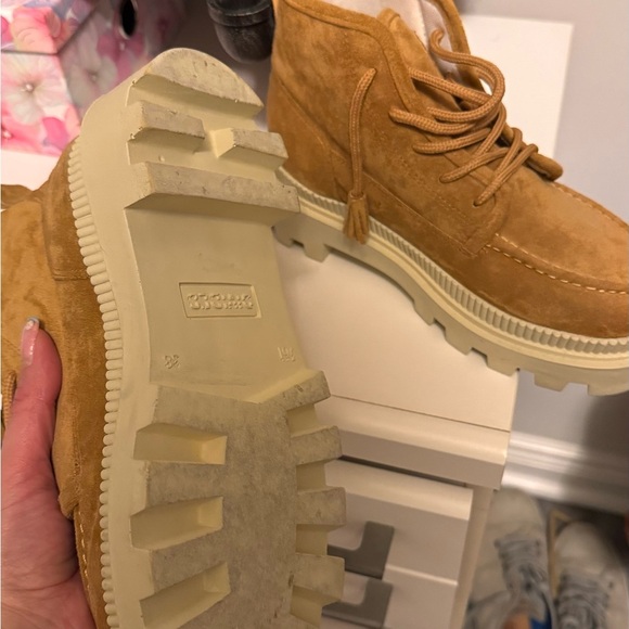 Tan Suede Women's Ankle Boots - Picture 3 of 4